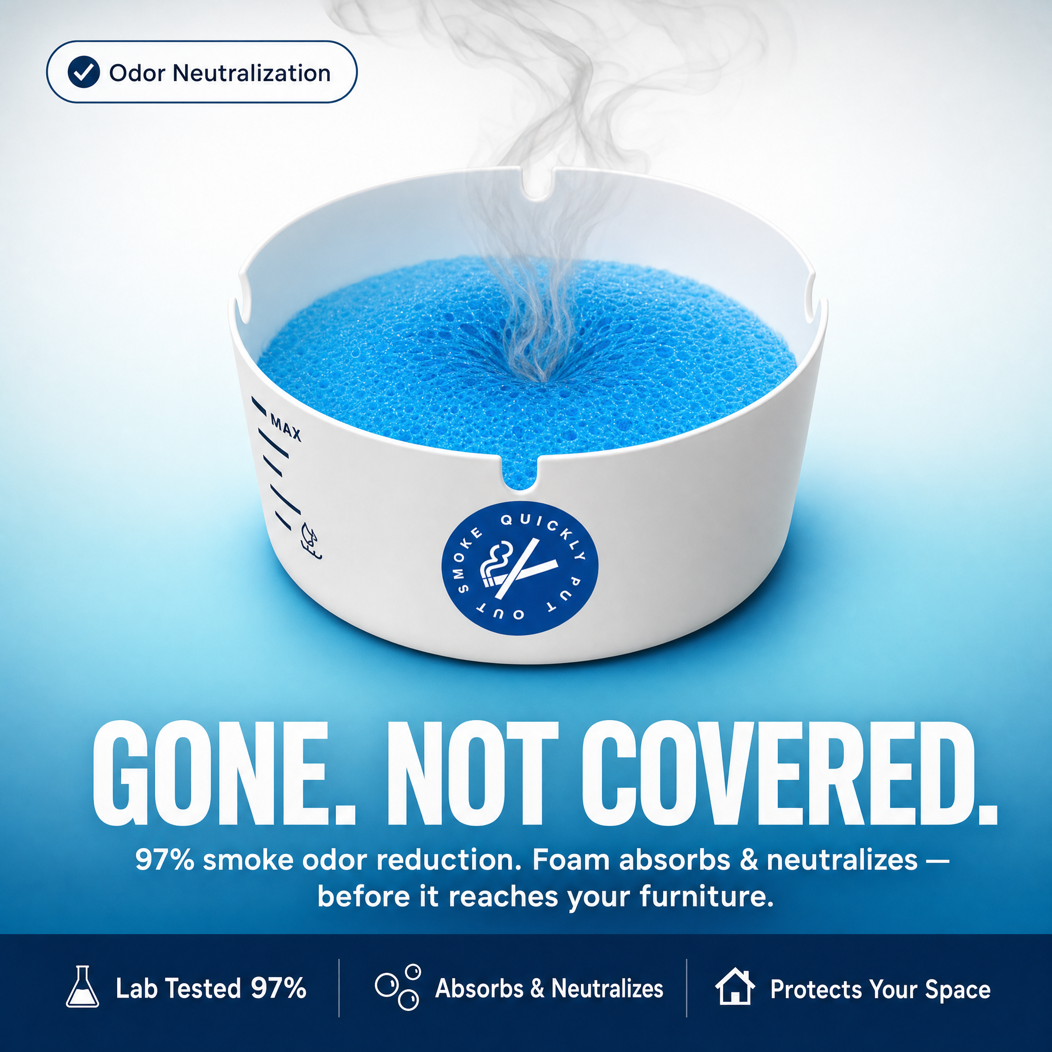 AshAway™ - Self‑foaming disposable ashtray