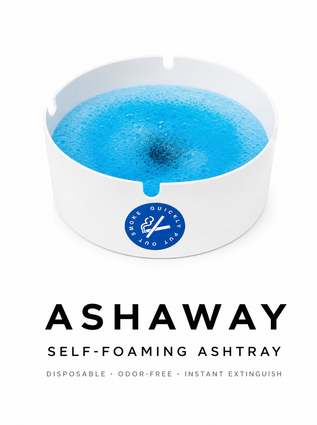 AshAway™ - Self‑foaming disposable ashtray